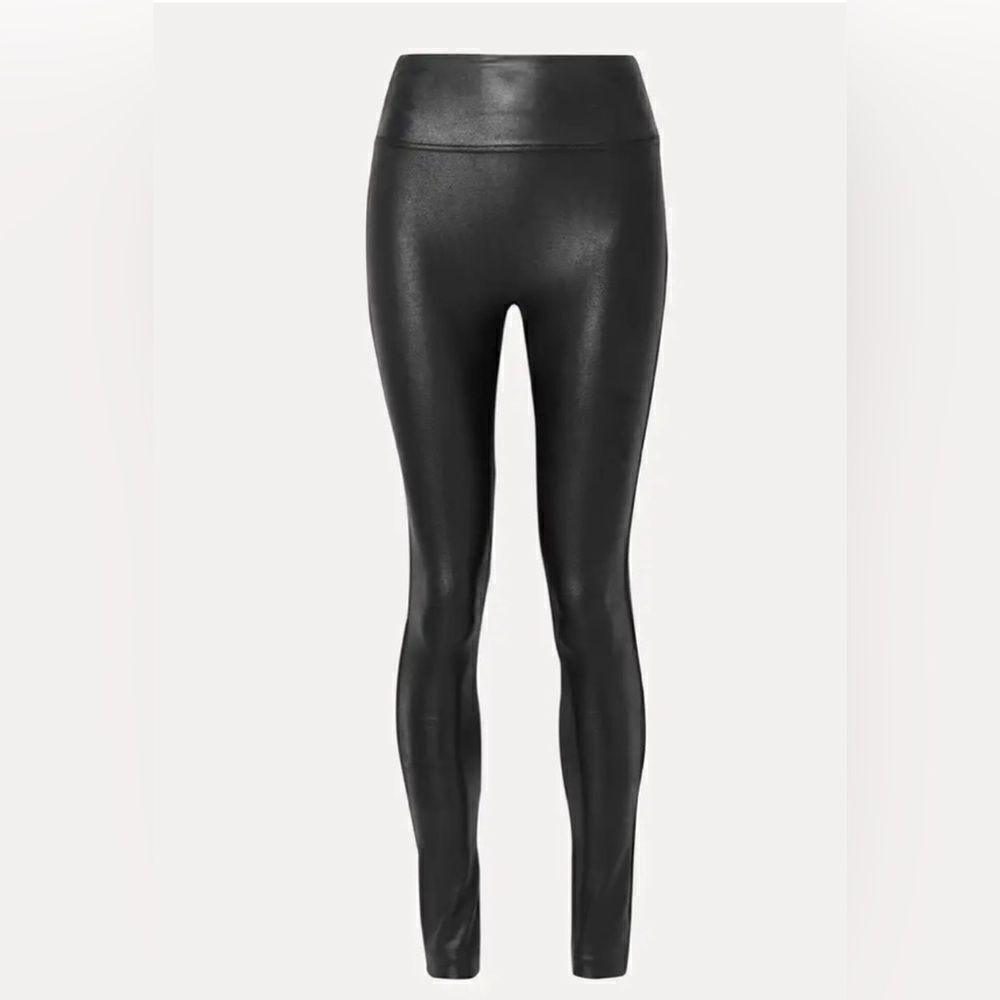 SPANX Faux Leather Women’s Size L Black Shaping Leggings GUC